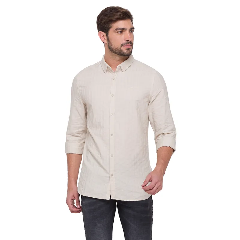Blue Comfort Fit Regular Collar Long Sleeves Men's Shirt by Being Human Clothing